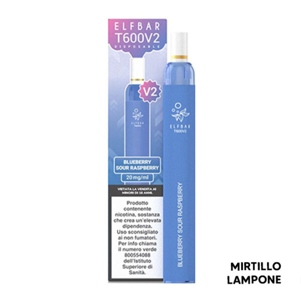 BLUEBERRY SOUR RASPBERRY - T600 V2 - Pod Mod Usa e Getta - Elfbar