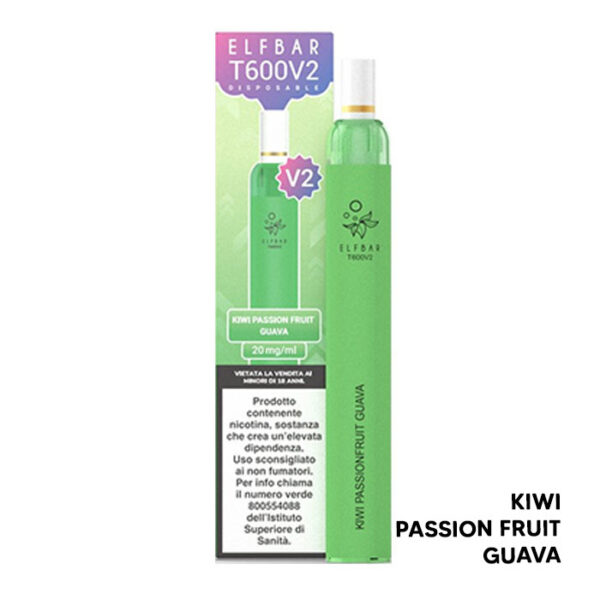 KIWI PASSION FRUIT GUAVA - T600 V2 - Pod Mod Usa e Getta - Elfbar
