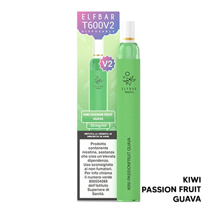 KIWI PASSION FRUIT GUAVA - T600 V2 - Pod Mod Usa e Getta - Elfbar KIWI PASSION FRUIT GUAVA - T600 V2 - Pod Mod Usa e Getta - Elfbar